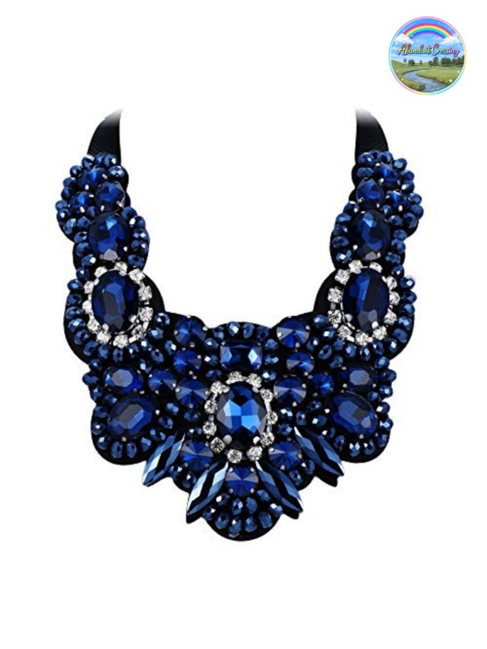 Chunky Rhinestone Crystal Bib Collar Statement Necklace for Women Costume
